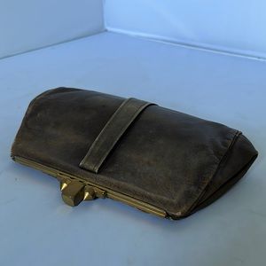 Art Deco Clutch Frame Brown Leather s15
